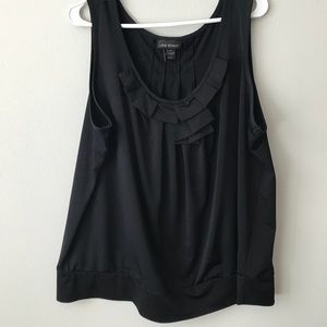 Plus size dressy tank w/ asymmetric ruffled chest